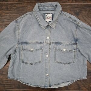 Stoosh Womens XL Vintage‎ Denim Cropped Jacket USA Western Country Cowgirl Rodeo